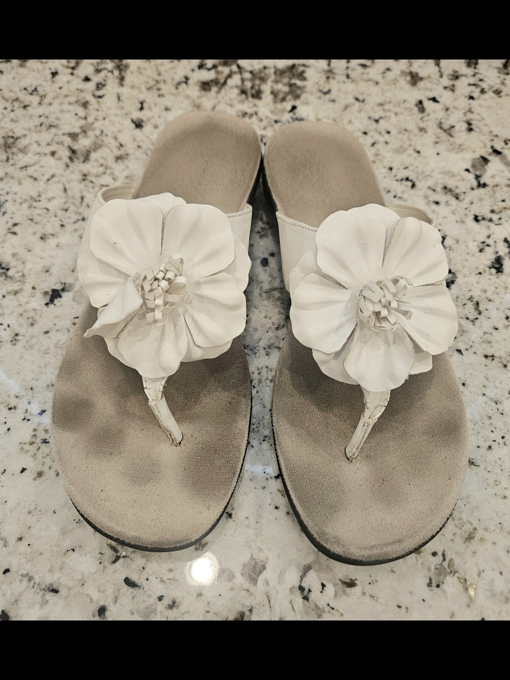 White Floral Thong Sandals for Women
